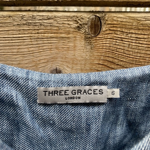 THREE GRACES blue linen maxi dress, size 2 - Picture 5 of 14